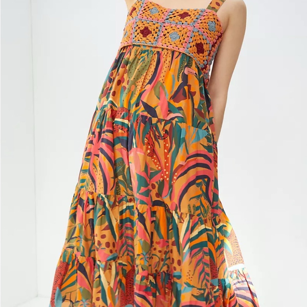 Farm Rio for Anthropologie Colorful Bohemian Maxi Dress